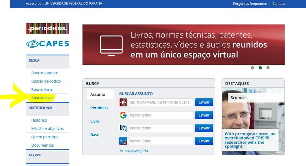 Outra forma de inserir produção do RESEARCHERID 1 Acesse o portal de