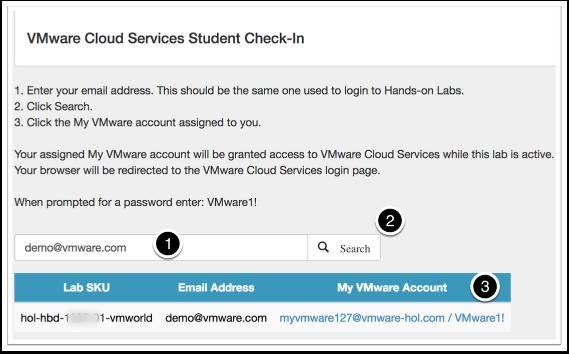 Verificação do aluno Este artigo fornece orientações sobre como obter acesso ao VMware Cloud Services.