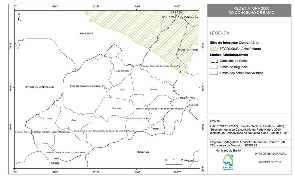 4.2.2 Rede Natura 2000 Mapa 11. Rede Natura 2000 do concelho de Baião Elaborado pela GeoAtributo, 2019.