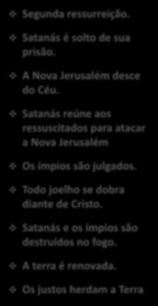 Satanás e os ímpios são destruídos no fogo. A terra é renovada.