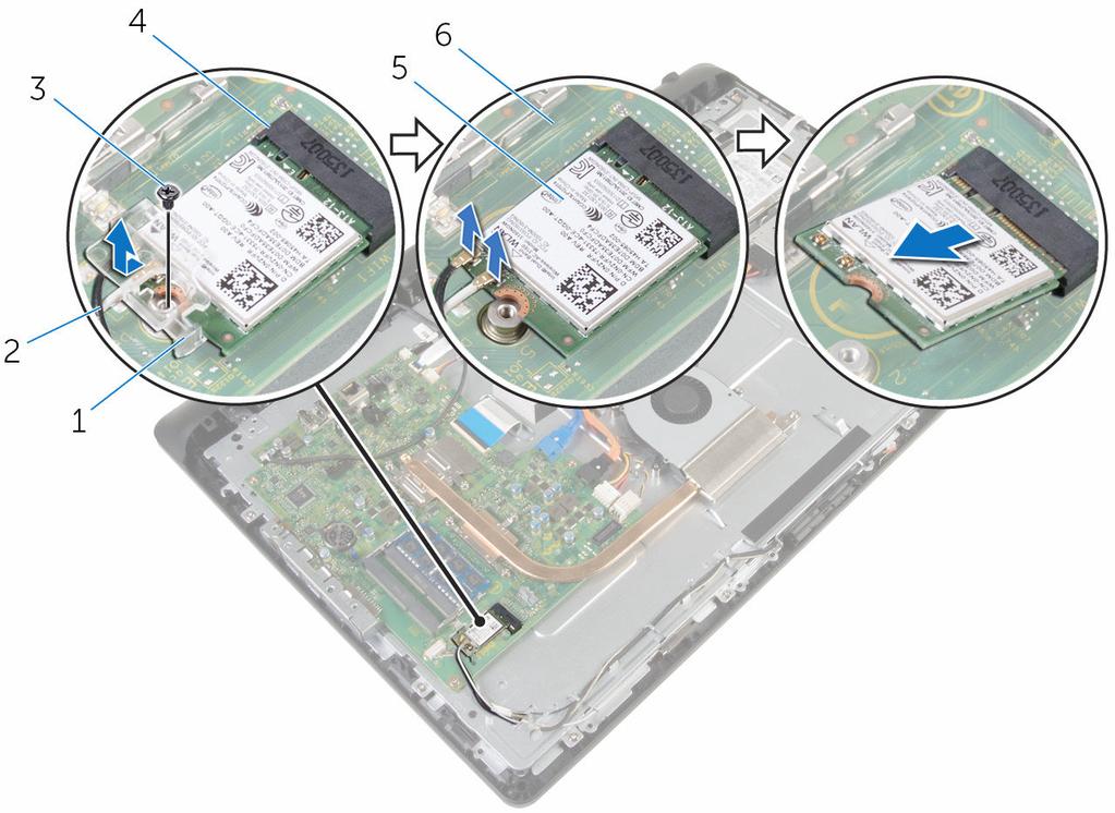 4 Deslize e remova a placa sem fio do respectivo slot.