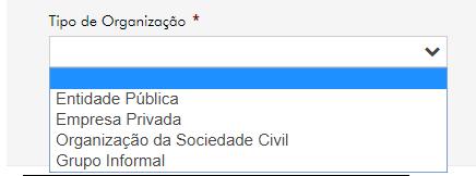 - País: país em que a entidade parceira está sedeada.