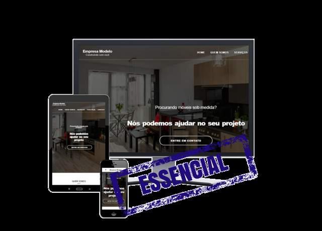 ESSENCIAL Personalização de website responsivo com textos, imagens e cores, que contém as seguintes seções: 1 (uma) imagem de capa principal; Sobre; Descrição de