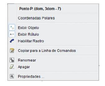 Troque ideias com seus colegas e registre a seguir. Nesse momento, estamos criando um objeto, associado ao controle deslizante criado anteriormente. Ou seja, criamos um ponto associado ao domínio.