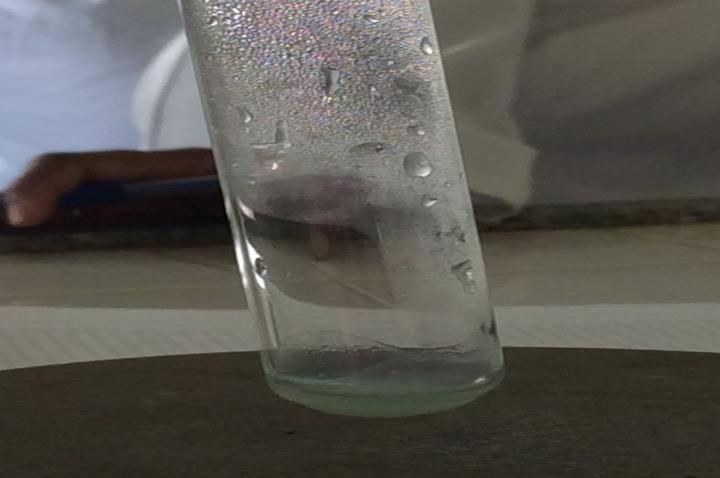 Figura 10 Solução de cloreto de hexaminoníquel (II) ao ser aquecida.