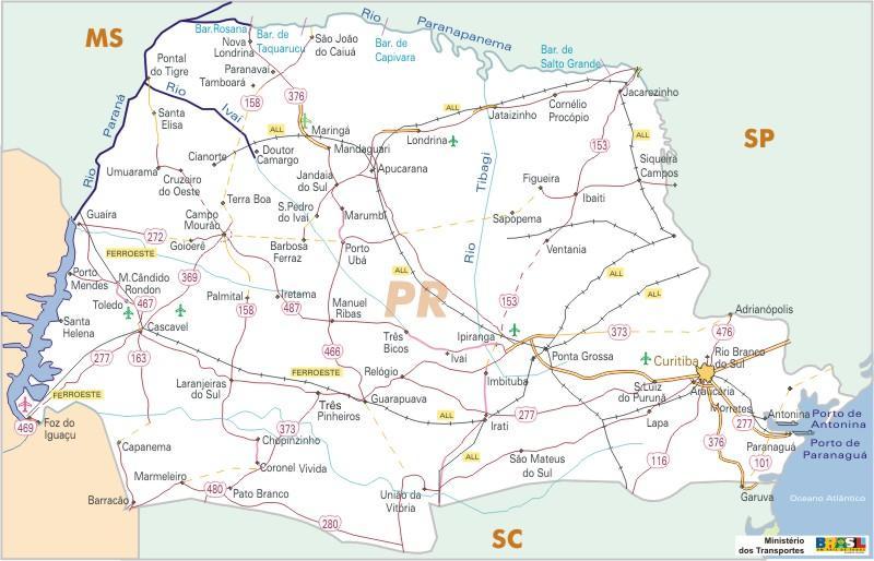 É necessário dizer que as três rodovias federais mencionadas são as principais vias do Anel de Integração do Paraná criado em 1997 pelo governo do estado, que consiste em uma malha de 2.