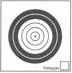 10X 0,792mm 10 6,350mm 9 12,700mm 8 19,050mm 7 25,400mm 6 31,750mm 5 38,100mm Cada um dos 25 (vinte e cinco) alvos é composto por 7 (sete) círculos concêntricos, com o diâmetro total de Ø 38,1mm,