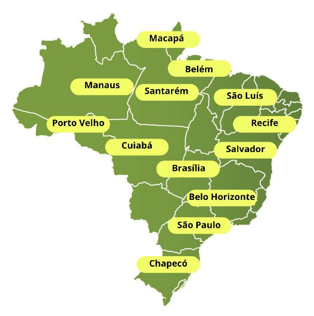 Das 260 organizações participantes, 115 estão localizadas no bioma Amazônia, seguidas por 55 da Mata-Atlântica, 52 do Cerrado, 35 da Caatinga, 8 do bioma Marinho e 6 do Pantanal.