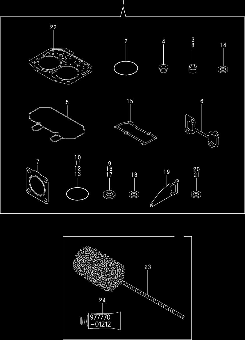 LISTA DE PEÇAS - MOTORES TNV70 ASA 0 - JOGO DE JUNTAS / GASKET SET ITEM CÓDIGO DESCRIÇÃO ASA 795-9600 JOGO DE JUNTAS / GASKET SET(NON-ASB.) 850-5960 ANEL DE BORRACHA / O-RING, F.I.PUMP 3 977-30