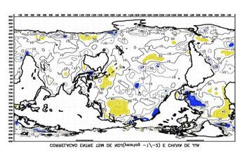 Fig. 2 Correlação entre precipitação em JJA (ano