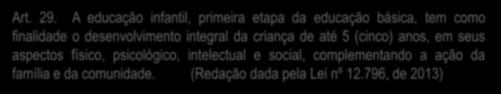 A EDUCAÇÃO INFANTIL, DE ACORDO COM A LEI DE DIRETRIZES E BASES DA EDUCAÇÃO, TEM COMO FINALIDADE COMPLEMENTAR A AÇÃO DA FAMÍLIA E DA COMUNIDADE NA EDUCAÇÃO INTEGRAL DA CRIANÇA, EM SEUS ASPECTOS: (A)