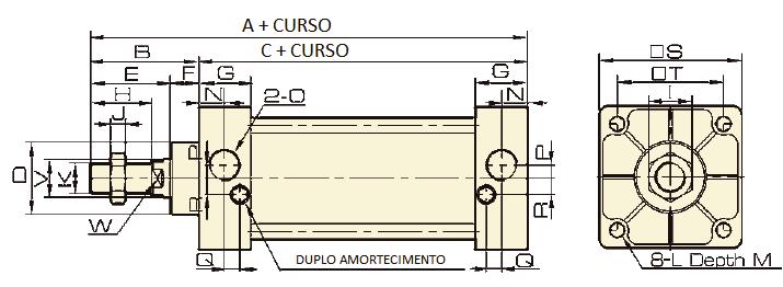 CILINDROS ISO SÉRIE: SC ESPECIFICAÇÕES Cilindro: Dupla ação c/ amortecimento Fluido: