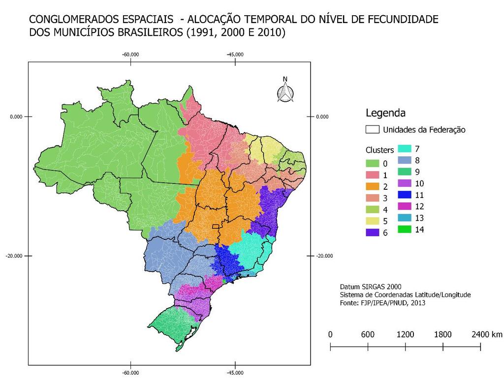 Os dados utilizados para a regionalização homogênea da transição da fecundidade são provenientes do exercício de Gonçalves e colegas (2017).