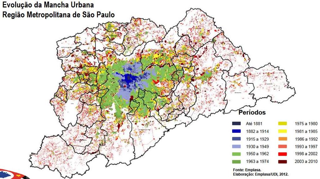 São Paulo e os desafios territoriais Região Metropolitana de SP: 39 Municípios