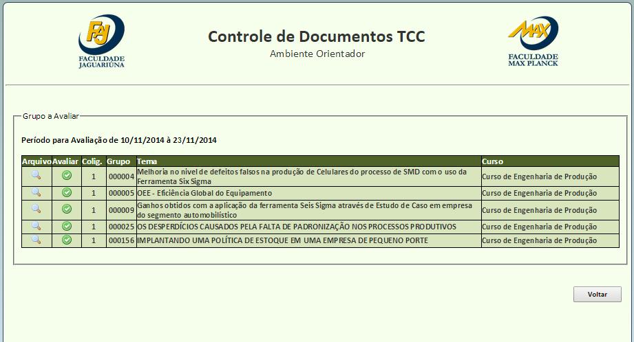 5) Leia e analise atentamente o conteúdo do trabalho baixado e clique em Avaliar ( ).