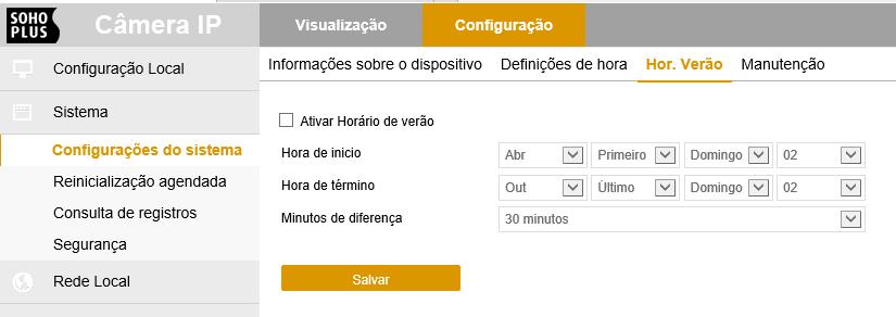 você pode ativar o horário de verão, definir horário de verão, tempo de término e tempo de deslocamento, conforme mostrado na figura 7-4: 6.2.1.