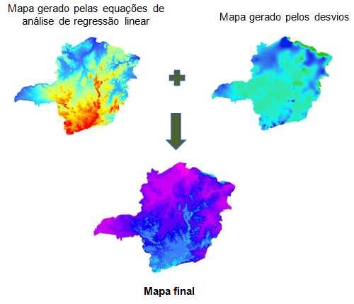 52 Figura 7 Etapas para elaboração do mapa final para cada variável climática, empregando-se os modelos de regressão linear múltipla e interpolação dos desvios Uma vez estabelecidos os mapas de