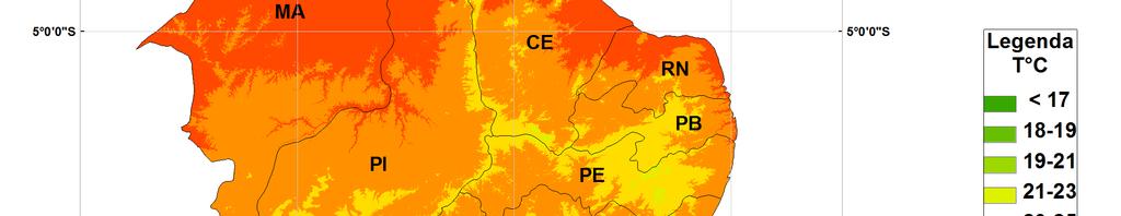 71 Para o bloco que contempla os estados de Goiás e Tocantins, assim como o Distrito Federal, o mesmo efeito da latitude é observado, com as temperaturas médias anuais sendo mais amenas no sul de GO
