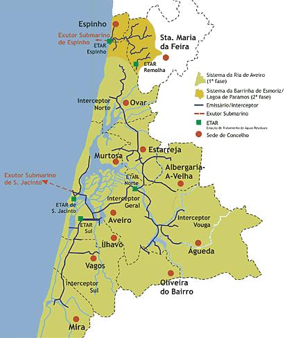 A 1ª e 2ª fases englobam dez dos municípios que integram a AMRia: Águeda, Albergaria-a-Velha, Aveiro, Estarreja, Ílhavo, Mira, Murtosa, Oliveira do Bairro, Ovar e Vagos (Figura 4.