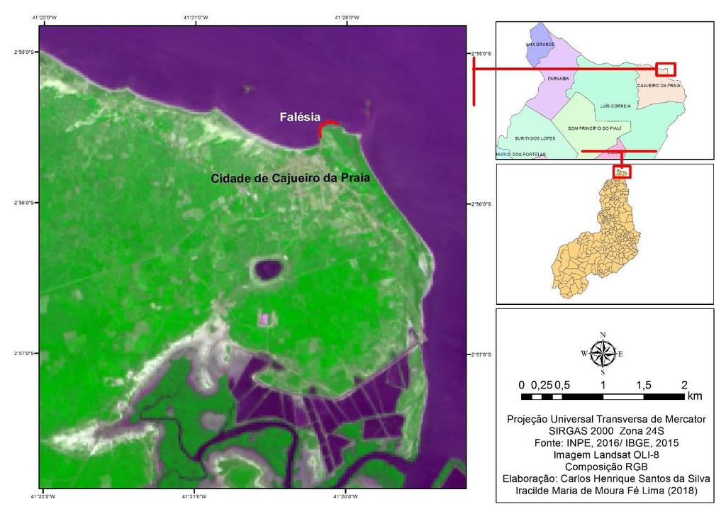 6 Figura 1 - Mapa de localização da área de estudo Fonte: Elaborado pelos autores, 2018 Assim, esta falésia se diferencia das demais encontradas no litoral do Brasil,