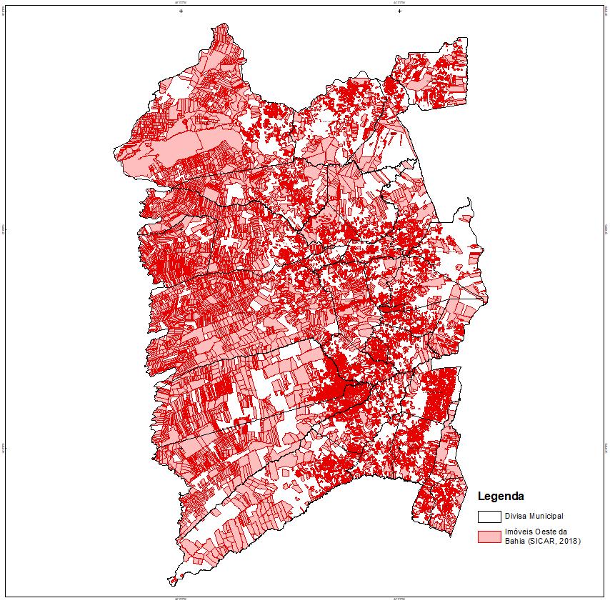 ÁREA CADASTRADA DO CAR DE JANEIRO DE 2018 NO OESTE DA BAHIA 55.