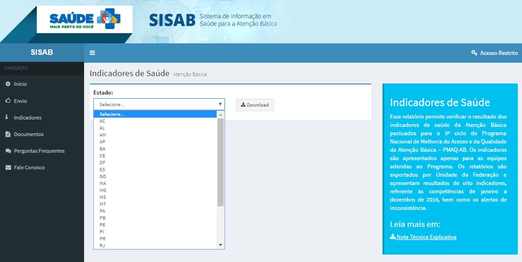 SISAB Relatório de Indicadores de Saúde