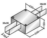 Caixa em "X" p/ perfilado "C" junction box 38x38