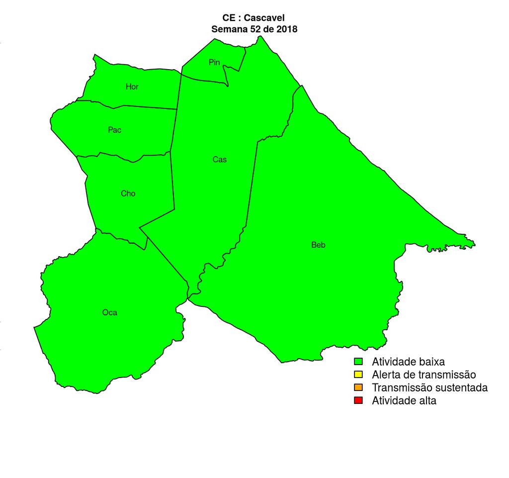 Regional Cascavel Desde o início do ano, 45 casos de dengue foram registrados na Regional de Chorozinho Cascavel Horizonte Ocara Pacajus Beberibe Pindoretama Figura 22.