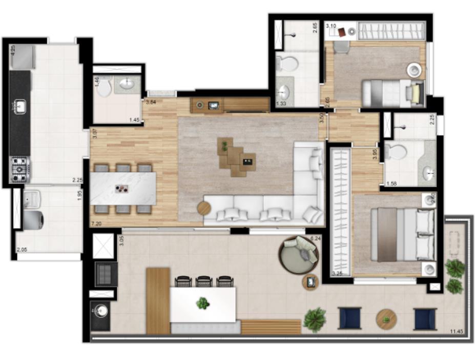 globo) Figura 17 - Apartamento 100m² 2018