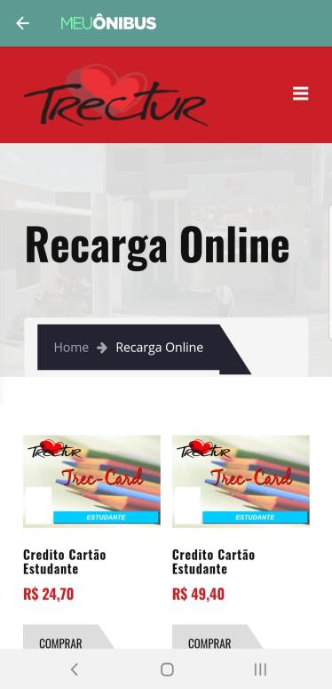 Pelo aplicativo você consegue fazer RECARGA ONLINE nos