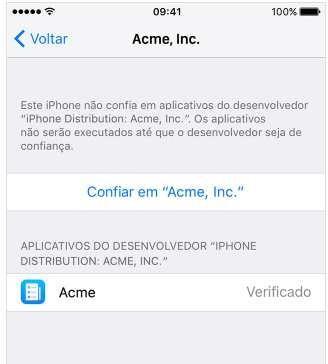 Você verá um perfil do desenvolvedor no cabeçalho "App empresarial".