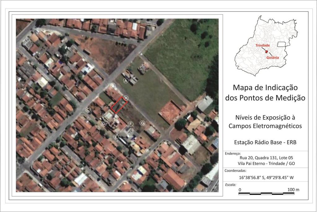 Figura 4. Mapa de indicação dos Pontos de Medição Níveis de Exposição à Campos Eletromagnéticos. FONTE: Google Earth. 4.1. AVALIAÇÃO DE PRESSÃO SONORA 4.1.1 Definição do Tipo de Área A ABNT/NBR 10.