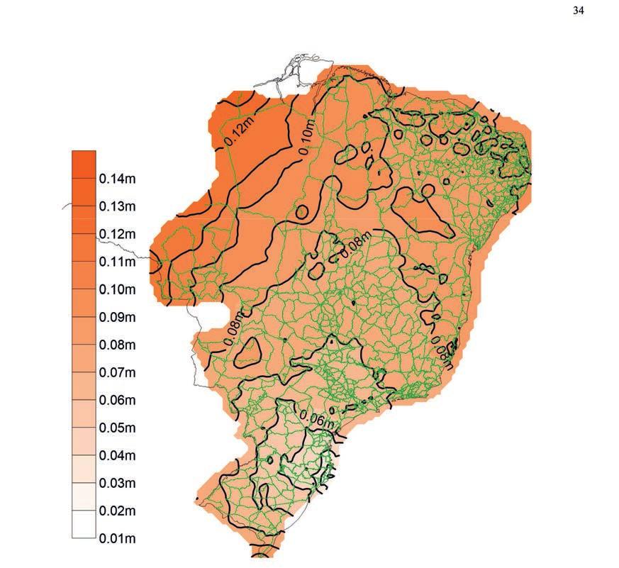 REDE ALTIMÉTRICA Observa-se que 55445 desses valores, ou 87,5%, situam-se no intervalo 6cm~10cm.