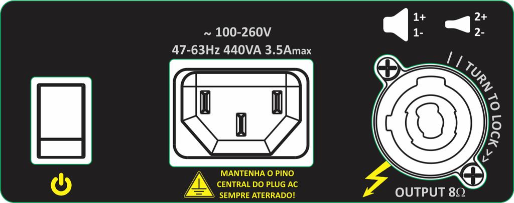 Painel de AC e saída escrava - M700 CROSS & DUO Alimentação AC Conexão para caixa escrava pinagem: De 100 à 260V sem qualquer diferença no desempenho!