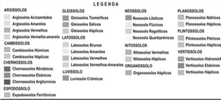 análises de laboratório Embrapa: Sistema Brasileiro de Classificação de Solos Distribuição dos Solos