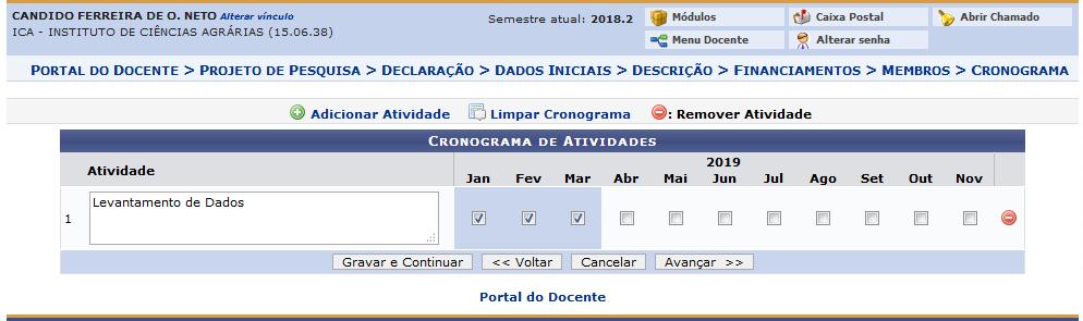 Passo 9: Informe o cronograma de atividades do projeto Preencha o campo de atividade e clique no ícone Adicionar atividade para