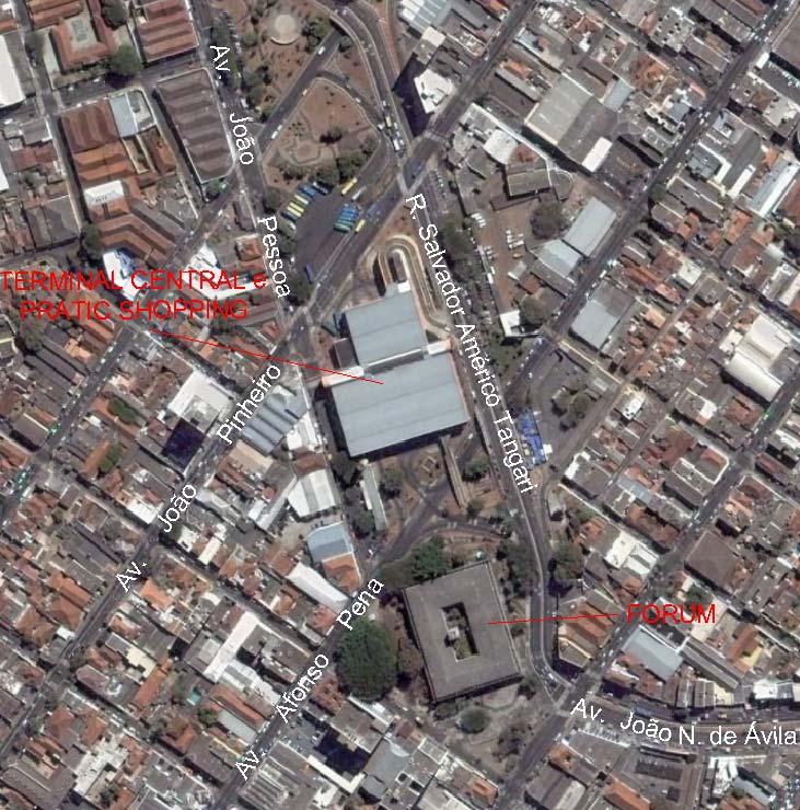 Figura 3 Localização do Terminal Central e Pratic Shopping Fonte: Google Earth 3.