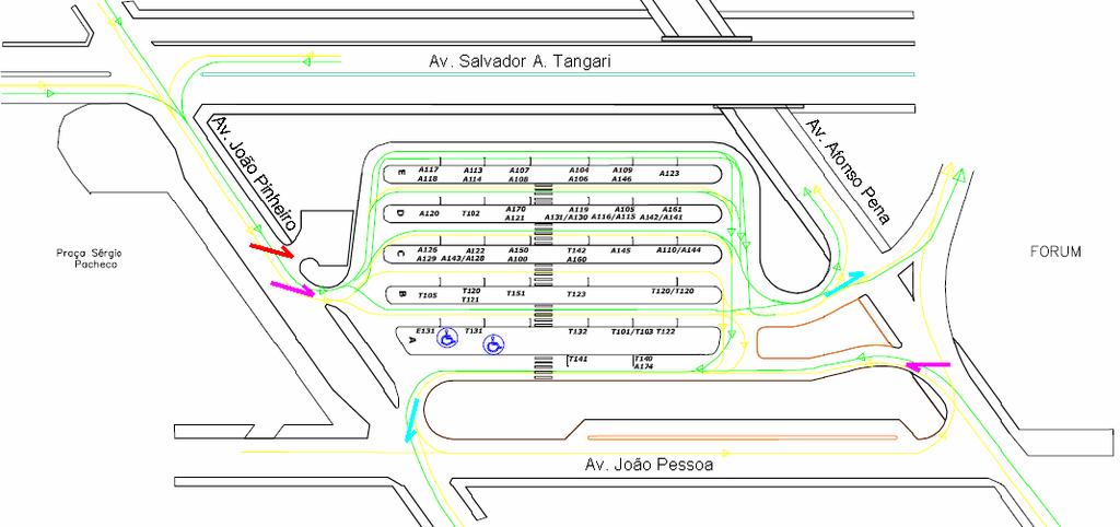 Figura 10 Acessos ao Terminal Central Fonte: SETTRAN, 2007 Próximo a empreendimentos de grande porte o trânsito é visto como um problema não apenas técnico, mas também social e político.