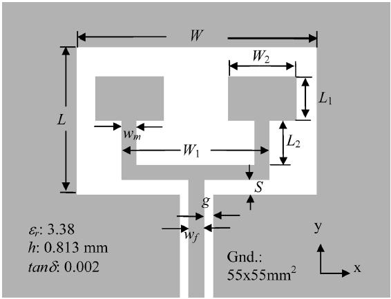 Método Taguchi Figura 4. 4 - Geometria do filtro passa-faixa com 11 parâmetros a serem otimizados.