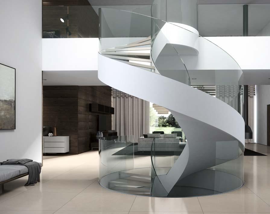 FL3000 Helical stair stainless steel and glass Escada helicoidal aço inox e vidro The whole staircase is built by