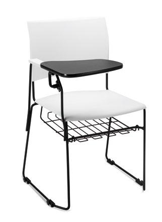 66 0PDG/E MIX Cadeira fixa com pés. Prancheta fixa em MDP com borda arredondada.. Assento e encosto estofados. Apoia-braços injetado incorporado nas estruturas laterais. Opcionais: grade porta-livros.
