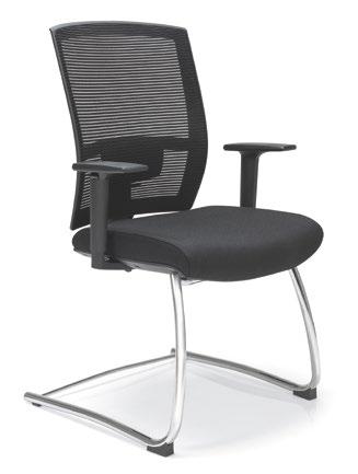 68 0B BOSS. Cadeira fixa balancim. Assento e encosto estofados com espuma injetada e couro natural preto. Apoia-braços em alumínio incorporados ao conjunto assento e encosto.
