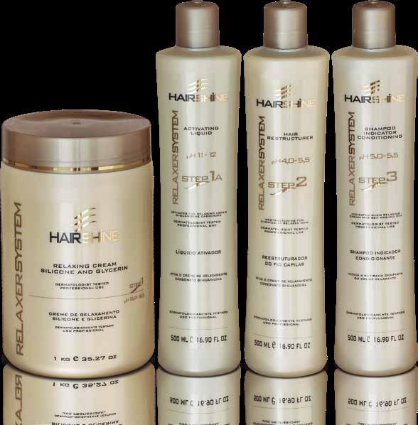 STEP 1 - Relaxing Cream - ph 12 Bi-Guanidina. Para todos os tipos de cabelos. Enriquecido com Silicone, Glicerina e contém ação lubrificante dos agentes graxos.