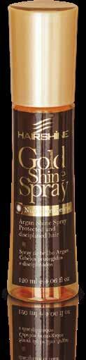 Gold Shine Spray TOP 10 Extra brilho e sedosidade, sem pesar. Para todos os tipos de cabelo. Age na fibra.