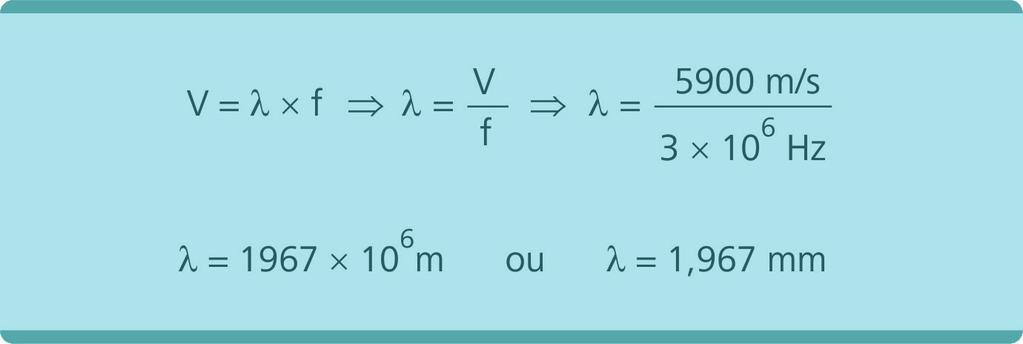 A equação acima permite calcular o comprimento de onda, pois a velocidade é geralmente conhecida e depende somente do modo de vibração e do material; já a frequência depende somente da fonte