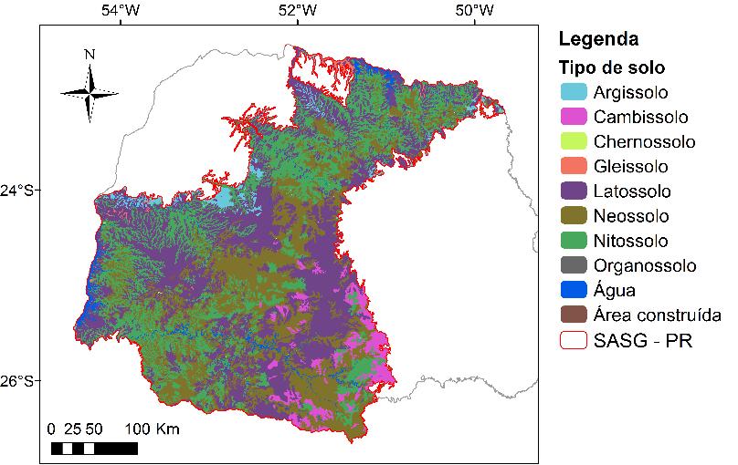 Figura 3 - Mapa de solos Fonte: Adaptado de EMBRAPA (2009) Tabela 3 - Caracterização dos solos quanto à aptidão para disposição de resíduos segundo Streck et al.