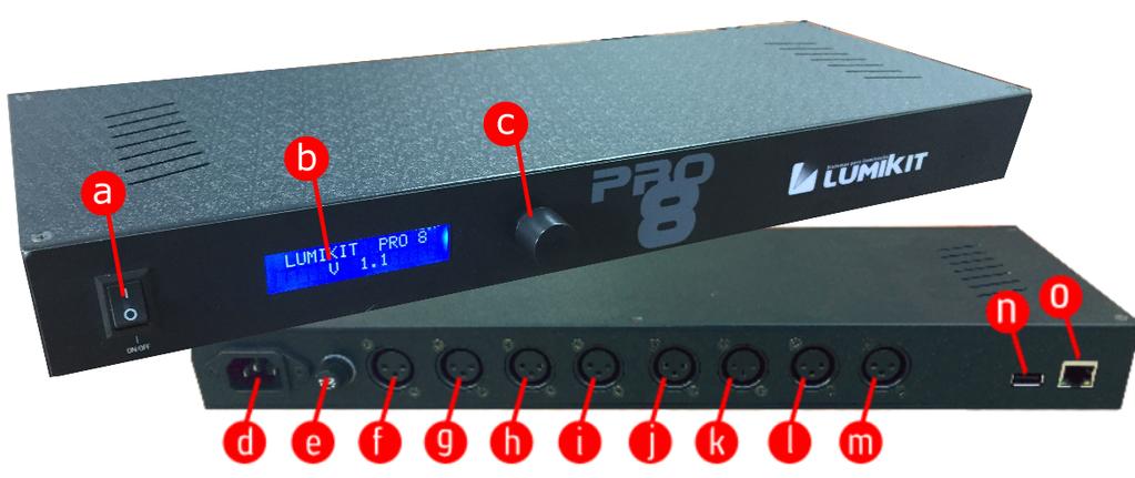conectores XLR e rede ethernet; Pode ser adquirida com L em metal para fixação em rack 19 polegadas; Dimensões (AxLxC): 4x18x43 cm (sem os L s em metal para fixação em rack); Peso: 930g (1100g com