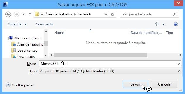 (1) Digite o nome do arquivo a ser exportado; (2) Clique em "Salvar".