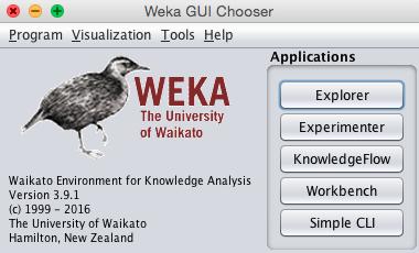 Revisão Bibliográfica Figura 8: Interface do Weka 2.4.2 RapidMiner O RapidMiner é uma ferramenta para a solução de problemas de data mining.