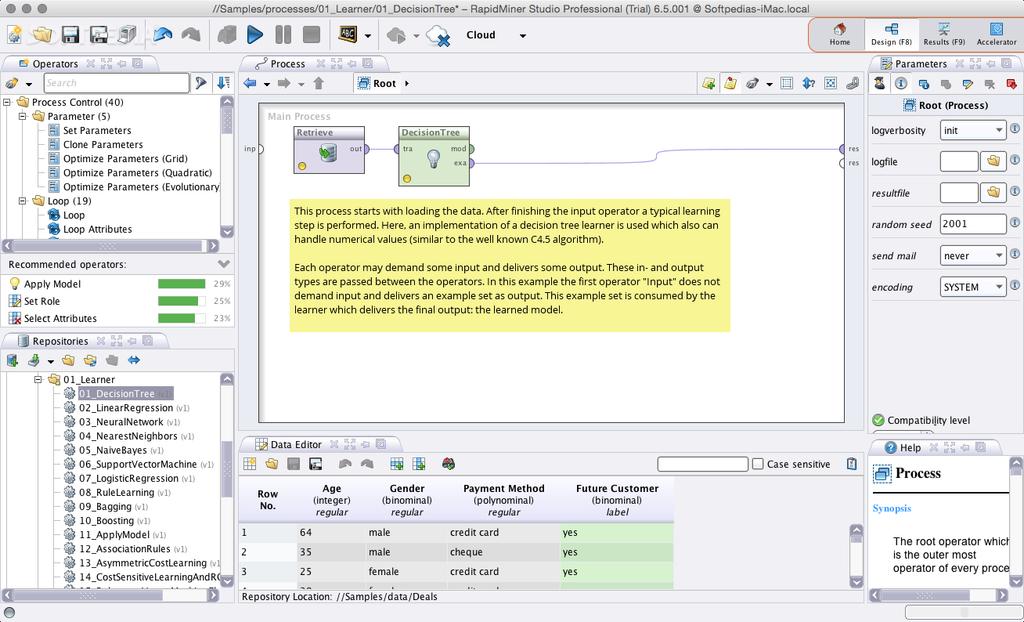 Revisão Bibliográfica Figura 9: Interface do RapidMiner 2.4.3 R R é uma linguagem de programação e um ambiente de software para computação e geração de gráficos estatísticos.